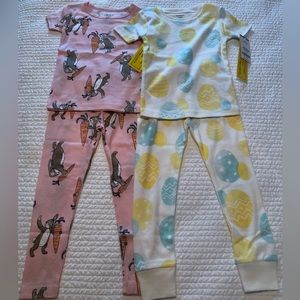 Carters 3T NWT Toddler Girls Easter Pajamas w Eggs and Bunnies 2 sets